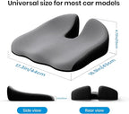 Benazcap Car Seat Cushion - Memory Foam Car Seat Pad - Sciatica & Lower Back Pain Relief - Car Seat Cushions for Driving - Road Trip Essentials for Drivers-Grey