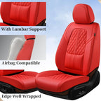 Coverado Seat Covers, Car Front Seat Covers with Backrest, Nappa Leather Car Seat Protectors,Waterproof &Breathable,Anti-Slip Automotive Seat Cushion, Universal Fit for Most Vehicles,2Pcs Red