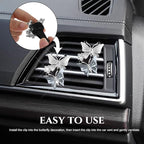 2PCS Car Air Vent Clips, Dual Butterfly Diamond Car Air Conditioner Outlet Vent Clip, Cute Car Diffuser Perfume Clip, Car Air Freshener Decor Accessories for Women Girl (Gray, Style 1)