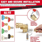 Meteor Blast Pivoting Coupler, 270 Degree with 7 Angles, heavy duty design and Stainless Steel Safety Lock for Pressure Washer Spray Nozzle, Clean Hard to Reach Area, 5000PSI, 1/4” Quick Connect