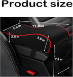 Auto Center Console Armrest Pillow Pad, Car Armrest Cushion Soft Memory Foam with Phone Holder Storage, Pockets Bag Seat Cushion Universal Fit for Most Car (Black & Red)