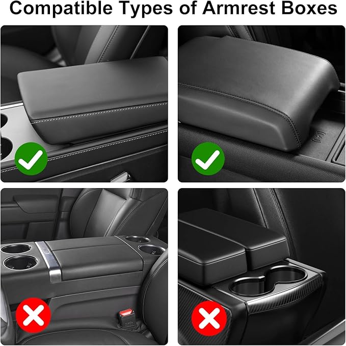 NBTEPEM Pink Center Console Cover, Sporty Leather Armrest Cover Cushion with 2 Storage Pockets, Universal Auto Middle Console Protector, Car Interior Accessories for Most SUV, Truck, Sedan Vehicles