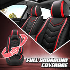 Car Seat Covers for Lexus ES 350 2007-2026, Premium Nappa Leather Car Seat Cover, Stylish Sport Seat Covers， Automobile Seat Cover Sets.(Standard 5 Seats/Black Red)