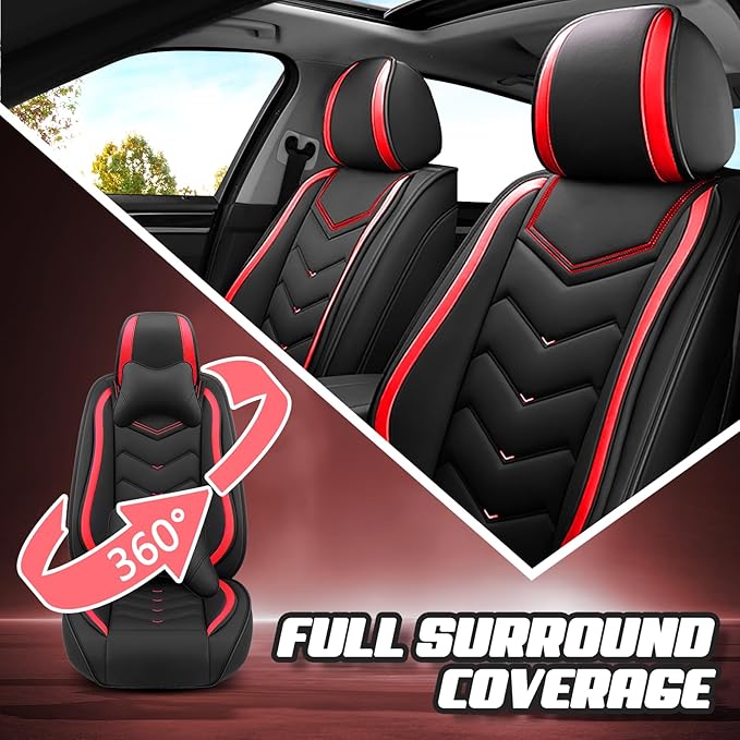 Car Seat Covers for Mercedes-Benz S-Class 2005-2026, Premium Nappa Leather Car Seat Cover, Stylish Sport Seat Covers， Automobile Seat Cover Sets.(Standard 5 Seats/Black Red)