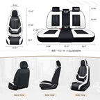 Coverado Seat Covers, Car Seat Covers Full Set, Leather Seat Covers for Cars, Car Seat Protector, Black Car Seat Covers Front Seats and Back Seats Universal Fit for Most Cars White