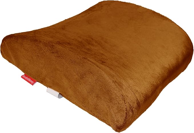 Bookishbunny 2pc High Resilience Memory Foam Seat Chair Waist Lumbar Back Support Cushion Pillow Car Office Home (Brown)