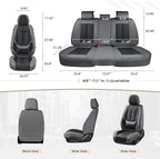 Coverado Car Seat Covers Full Set, Car Seat Protector Waterproof, Nappa Leather Car Seat Cushion, Seat Covers for Cars, Front Seats and Back Universal Fit for Most Cars