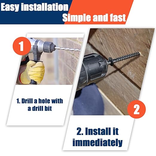 Tandefio 50 Pack 3/8''x 4'' Ceramic Black Lag Screw Kit with Washers Hex Lag Bolts Wood Screws Heavy Duty Ruspert Coating Hot Dip Galvanized Double Layer for Wood Decks Fences