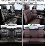 Coverado Chevy Silverado Seat Covers, Leather Car Seat Covers Custom Fit for Chevy Silverado GMC Sierra 2014-2018 1500, 2015-2019 2500HD 3500HD (Full Set, Brown)