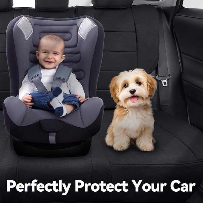 coverdream 2026 Rav4 Seat Covers Custom Fit for 2026 Toyota Rav4 Hybrid (LE,XLE Premium) SUV,Full Set Polyester Car Seat Protector Black