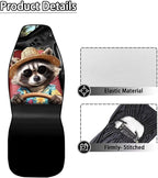 Funny Raccoon Car Seat Cover Front Seats Only,Soft Front Bucket Seat Cover Decorative Saddle Blanket Cushion Cover for Cars Trucks and SUVs