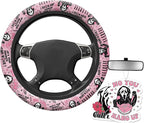Halloween Ghost Steering Wheel Cover Horror Movie Car Accessories for Men Women with 2 Car Air Freshener, 15 Inch Anti-Slip Car Steering Wheel Covers Universal Fit