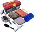 Car Cleaning Tools Kit, Car Wash Tools Kit for Detailing Interiors Premium Microfiber Cleaning Cloth - Car Wash Sponges - Tire Brush - Window Water Blade