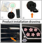 6 PCS Daisy Car Decorations, Cute Flower Air Vent Clip Dashboard Outlet Freshener Clips Interior Decor Charm Accessories for Girls Women (Pink), Count (Pack of 1)
