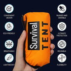 Emergency 2-Person Orange & Gray Survival Tent with Whistle & Paracord, Storm & Tornado Shelter, Tactical for Camping & Survival Kit