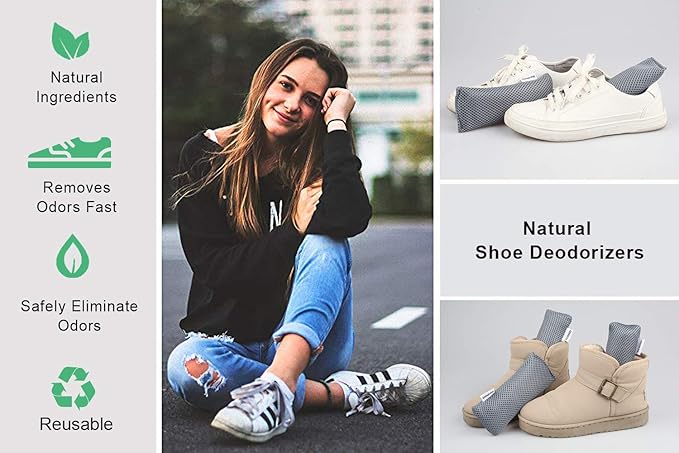 Marsheepy 6 Pack Shoe Odor Eliminator Bags, Boxing Glove Deodorizer, Absorbs Stink and Moisture, Grey Stick Odor Absorbers for Shoes, Gloves, and Sports Gear