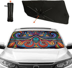 CHILL·TEK Car Windshield Sun Shade Umbrella, Abstract Colorful Foldable Umbrella Sunshade for Front Window UV Reflector Protection Auto Shades Cover blue 1 57x31 In
