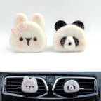 Wonhibo Panda Bear & Bunny Car Air Freshener Vent Clip, 2 Pack Cute Soft Stuffed Animal Vent Decor Car Accessories for Women