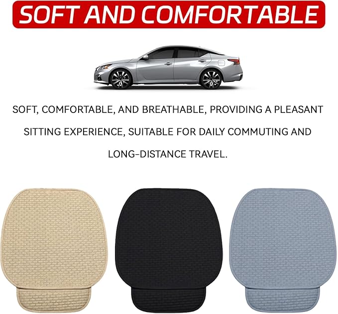 2PCS Car Seat Cushion Covers, Car Seat Cover Pad Front Bottom Protector Mat with Storage Pocket, Breathable Comfortable Auto Front Cushion Pad Mat for Most Vehicle and Office Accessories（Gray）