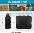 PIC AUTO Car Seat Cover, Premium Leather & Breathable Mesh Design, Front & Rear Full Set Bucket Seat Covers, Universal Fit for Cars, Trucks, Vans, SUVs, Airbag Compatible (Black)