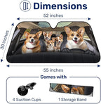 GENANY Cute Corgi Dog Family Funny Windshield Sun Shade for Car SUV Truck (55x30 Inches), Sun Shade for Front Windows, Protector Blocks UV, Spring Car Decor