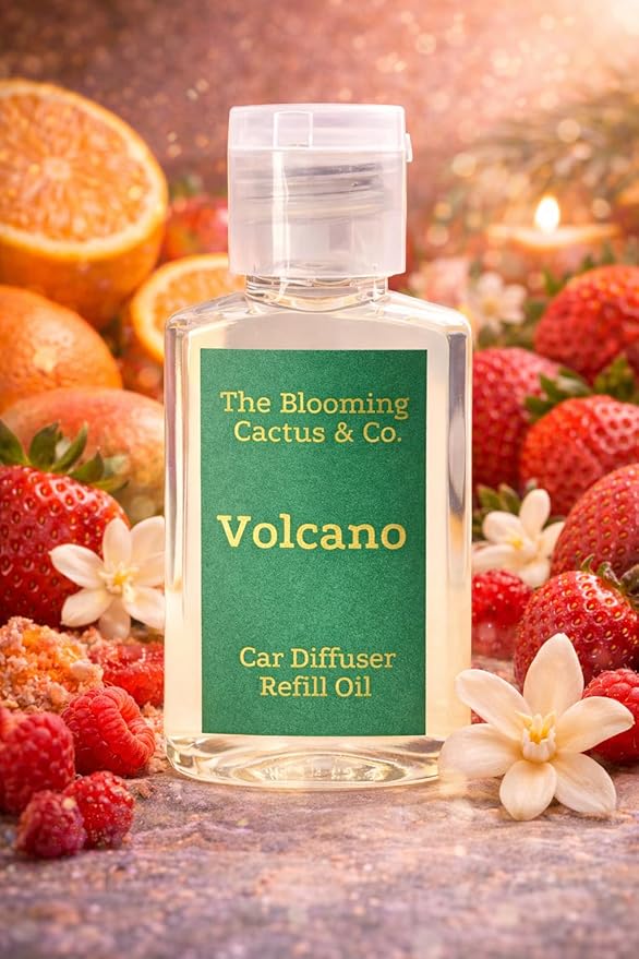 Car Air Freshener with 1 Oz Refill included | Car scented on the go | Car Air Freshener | Long Lasting Hanging Fragrance | Phthalate Free Fragrance. (Volcano (Type), 10 ml)