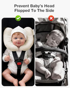 Baby Neck Pillow for Car Seat and Stroller, Adjustable Baby Head Support Pillow for Travel, Soft and Cushiony Torticollis Pillows for Infant and Newborn (Beige)
