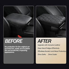 Car Center Console Cover/pad Genuine Leather,Universal Armrest mat, Adjust driving posture Cushion,Protector box,Memory Foam,Real cowhide,Relieves shoulder/arm fatigue,boosting driving safety