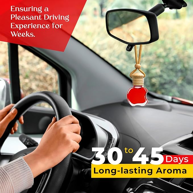 Kabod Flowers Car Air Freshener | Hanging Essential Oil Diffuser | Natural Odor Eliminator | Long-Lasting Fragrance | 10 ml