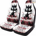 GENANY Spooky Black Cat Car Seat Covers Set of 2, Breathable Front Seat Covers for Truck Sedan SUV, Funny Car Accessories, Spooky Gift for Women Men