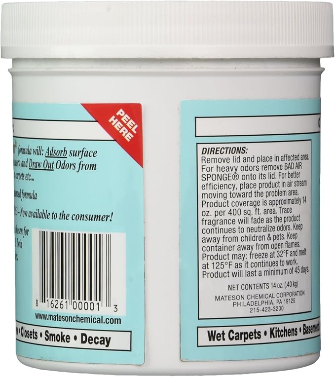 Bad Air Sponge Odor Neutralant Neutralizes and Absorbs Odors 14oz (Pack of 3)