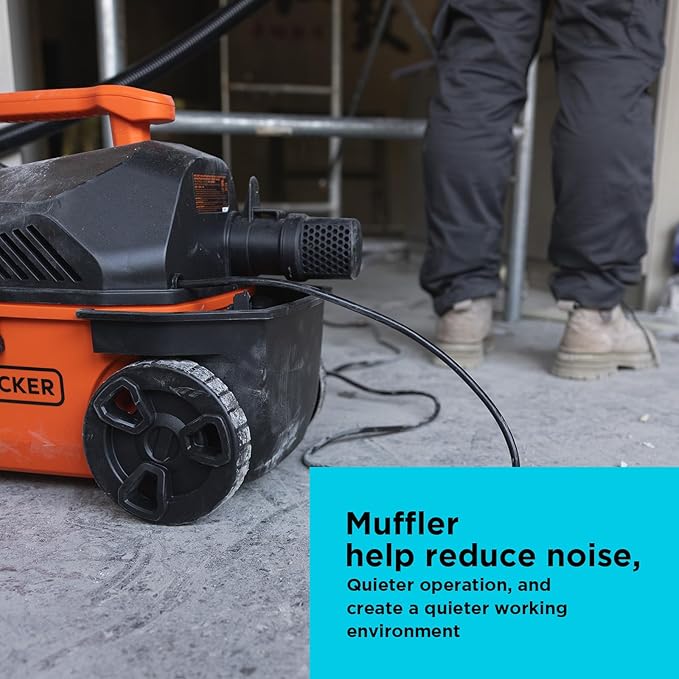 BLACK+DECKER Shop Vacuum Wet and Dry, 4 Gallon 5.0 Peak HP Wet/Dry Vacuum, Quiet Operation with Muffler, Long Reach Cleaning Range & On-Board Storage, Complete Accessory Set, BDXV18905P-4