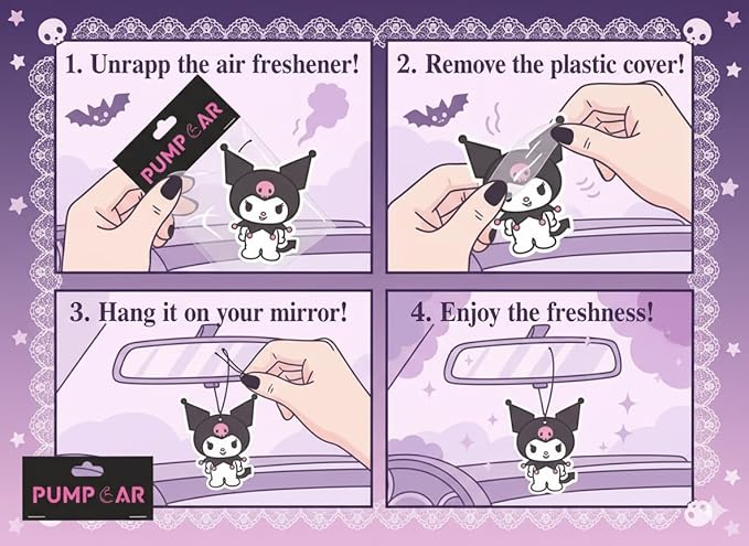 PumpCar 2 pieces cute cat double-sided hanging cartoon cherry-scented funny car air freshener Cool hanging for rearview mirror Car Interior Accessories Gifts
