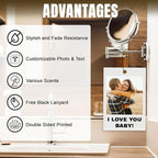 HJX Custom Air Fresheners with Picture, Double-Sided Air Freshener for Car Customized Photo Text, Personalized Meaningful Gifts for Boyfriend (Black Style)