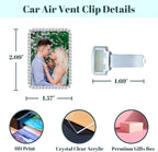 Custom Rhinestone Car Vent Clip Air Freshener with Photo – Personalized Acrylic Picture Frame for Car Interior Decoration Accessories, Rectangular Shape (White, One Size)