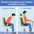 Adjust Lumbar in Any Seat | Developed by a Doctor | Seat Cushion for Office Chair, Car, Truck Driver, Bleachers | Pressure Relief | Designed w/Spine Specialists for Long Sitting Hours