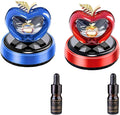 Solar Car Air Freshener,Love Apple Shape Rotating Car Aromatherapy Diffuser Interior Decoration for Valentine's Day,Long Lasting Fragrance Perfume Car Accessories