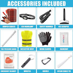AUTODECO Roadside Emergency Kit Car Safety Kit with Jumper Cables Car Kits for Emergency, Black