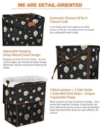 Car Trash Can with Lid, Cute Leakproof Car Trash Garbage Bag Hanging Vehicle Trash Bin Small Portable Automotive Garbage Cans Organizer for Back/Front Seat/Console(2.8 Gallons,Black Flower)