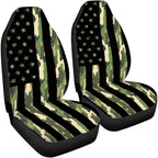 ELEQIN 2 Packs Car Front Seat Cover Car Seat Protector, Nonslip Cushion Cover for Cars, Trucks & SUVs Auto Interior Decor, Camo American Flag Print