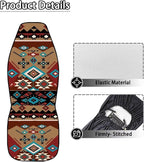 ELEQIN Car Seat Covers Two Front Only for Car, Brown Aztec Geometric Automotive Interior Covers, Quick Setup Universal Fit Seat Covers for Car, Truck, SUV