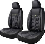 PU Leather Car Seat Covers Front Set – Waterproof seat Cover for Cars，3D Foam Support Automotive seat Covers ，Airbag Compatible, Universal Fit for Cars SUVs Trucks Sedans（Black）