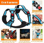 No Pull Dog Harness, Collar & Leash Set | Includes Dog Seat Belt, Collapsible Bowls & Poop Bag Dispenser. Ideal for Training, Walking, Hiking. Fits Small to Large Dogs(Blue-S)