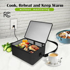 [90W Faster] Portable Oven, 110V Personal Food Warmer Mini Electric Heated Lunch Box for Reheating & Raw Food Cooking in Office, Travel, Potlucks and Home Kitchen (Black)
