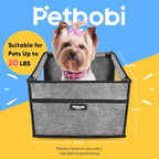 Petbobi Dog Car Seat - Puppy Car Seat for Small Dogs and Cats up to 20 lbs - Pet Car Seats with PVC Frame & Cationic Fabric - Perfect for Safe and Cozy Travel - Breathable Mesh, Storage Bag - Grey