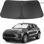 Windshield Sun Shade Custom Fit for 2014-2024 2025 2026 Porsche Macan Accessories Foldable Sunshade Sun Blocker Protect Car from Sun Rays & Heat Damage Keep Car Cooler