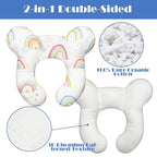 Baby Head Support Pillow for Newborn Toddler, Baby Neck Pillow Upgraded Comfortable Sleep Cushion for Car Plane Stroller Pushchair - Rainbow A