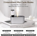 Waterless Diffuser for Essential Oil, Battery Operated Scent Air Aromatherapy Diffuser, Mini Aroma Diffusers with 3 Intermittent Mist Modes, Cycle Start for Home Office Bedroom - Silver