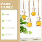 BOTO 100 Pcs Oil Air Freshener Diffuser with Wooden Cap Empty Essential Diffuser Aromatherapy Car Fresheners Clear Car Fragrance Holder Pendant Aesthetic Decor Hanging Perfume Bottle (Various Style)