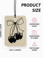 Black Coquette Girly Car Air Freshener 4 Pcs, Dark Retro Bow Cherry Ace Card Cheetah Hanging Air Freshener for Cars Closet Drawer Books, Preppy Girly Car Accessories Mirror Decor for Women